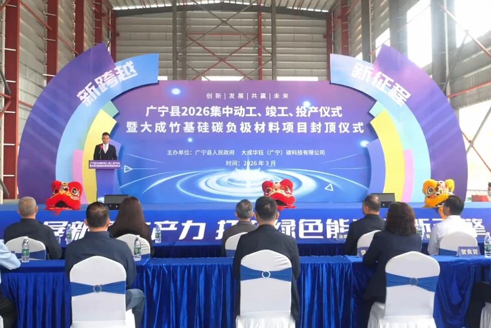 广东年产300吨硅碳负极项目封顶