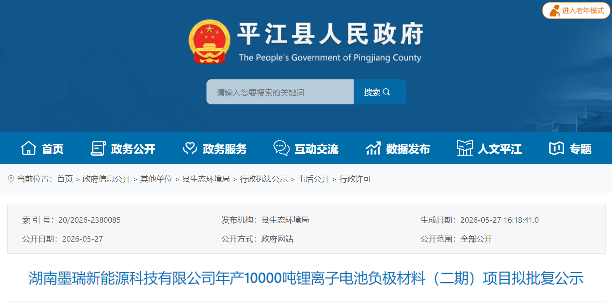 年产1万吨锂电池材料项目落地湖南