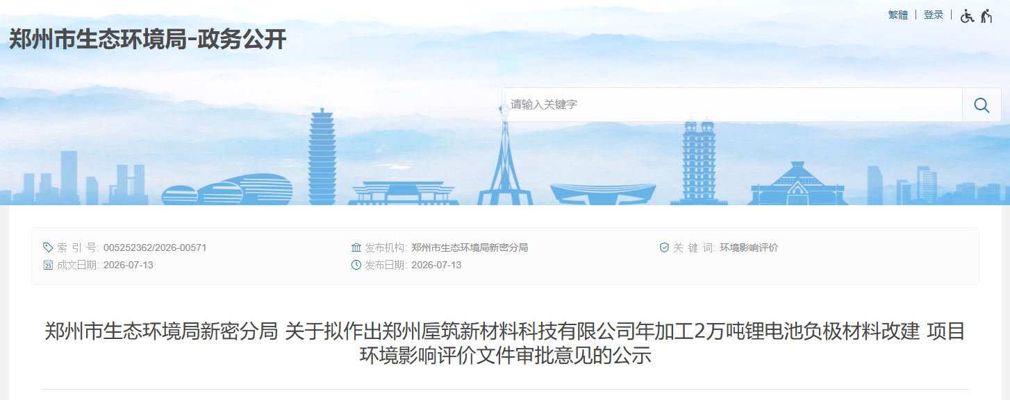 河南新增年产2万吨锂电材料项目